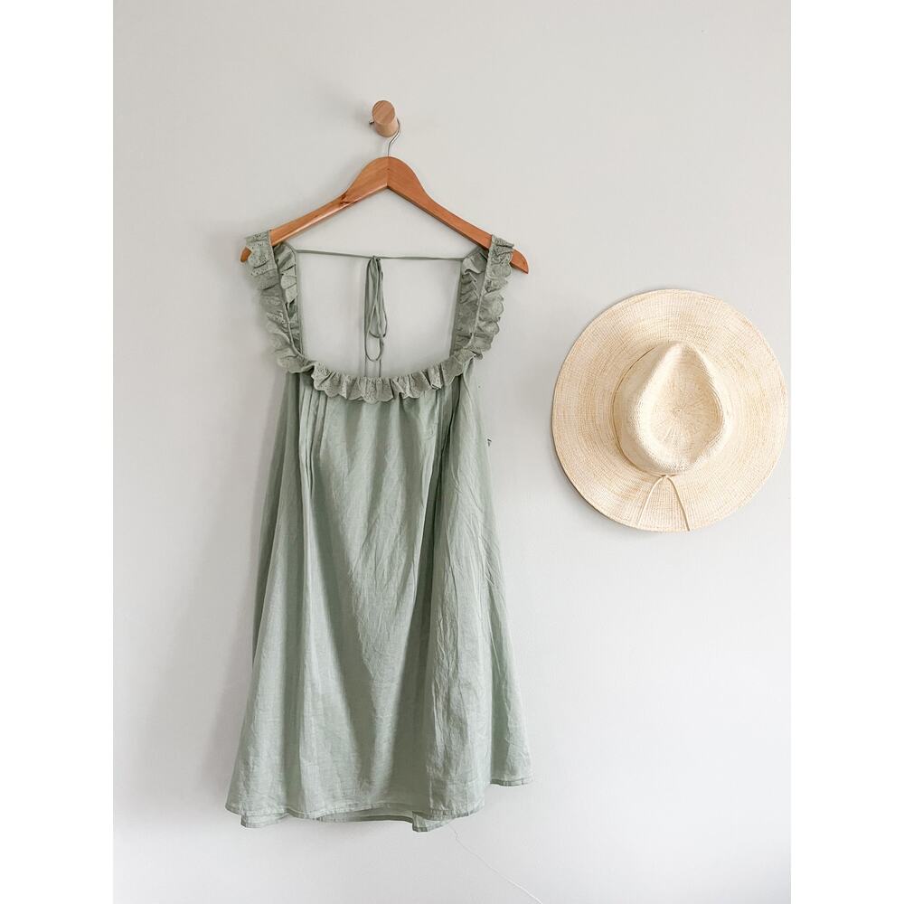 Reformation | Tucker Eyelet Mini Dress | Celadon Sz XL | NWT